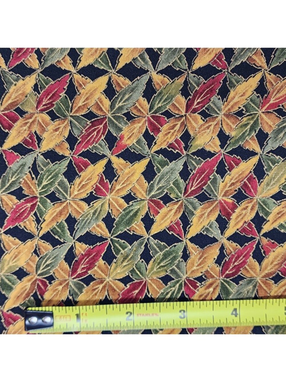 Quilting Fabric Black With Autumn Leaves Hoffman Harvest VTG Fat Quarter